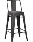Set of Two 30" Black Iron Low Back Bar Height Bar Chairs