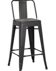 Set of Two 30" Black Iron Low Back Bar Height Bar Chairs