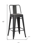 Set of Two 30" Black Iron Low Back Bar Height Bar Chairs