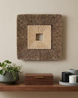 Set of Two Brown Abstract Geometric Sandstone Square Hanging Wall Decor