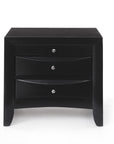25" Dark Brown Solid Wood Three Drawer Nightstand