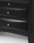 25" Dark Brown Solid Wood Three Drawer Nightstand