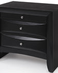 25" Dark Brown Solid Wood Three Drawer Nightstand