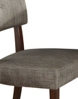 Set of Two Tufted Gray And Brown Upholstered Fabric Open Back Dining Side Chairs