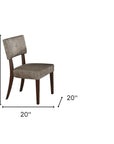 Set of Two Tufted Gray And Brown Upholstered Fabric Open Back Dining Side Chairs