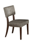Set of Two Tufted Gray And Brown Upholstered Fabric Open Back Dining Side Chairs