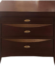 25" Espresso Three Drawers Solid Wood Nightstand