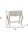 26" Solid Wood And Mirrored Glass Nightstand