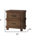 23" Brown Two Drawers Metal Nightstand