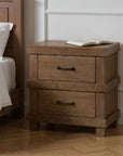23" Brown Two Drawers Metal Nightstand