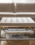 36" Champagne Polyester Tufted Cocktail Ottoman