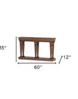 60" Brown Solid Wood Floor Shelf Console Table