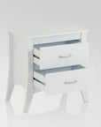 25" White Wood Two Drawer Nightstand
