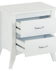 25" White Wood Two Drawer Nightstand