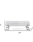 47" White and Silver Wood And Metal Lift Top Sled Coffee Table