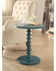 Fun Teal Wood Pedestal End Table