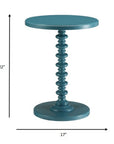 Fun Teal Wood Pedestal End Table