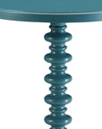 Fun Teal Wood Pedestal End Table
