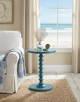Fun Teal Wood Pedestal End Table