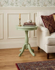 Light Green Solid Wooden Pedestal Side Table