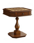 28" Brown Cherry Octagonal Game Table With Drawer