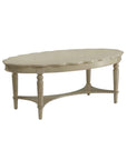 50" Antiqued White Solid Wood Oval Distressed Coffee Table