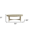 50" Antiqued White Solid Wood Oval Distressed Coffee Table