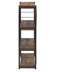 43" Black And Brown Distressed Metal and Wood Three Tier Etagere Bookcase