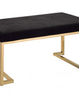 40" Black and Champagne Upholstered Faux Fur Bench