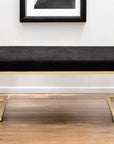 40" Black and Champagne Upholstered Faux Fur Bench