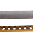 40" Light Gray and Brown Upholstered Polyester Bench with Shelves