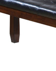 48" Black and Espresso Faux Leather and Wood Upholstered Bench