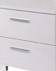 23" White Two Drawers Mirrored Nightstand