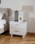23" White Two Drawers Mirrored Nightstand
