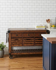 Brown 52" Rolling Kitchen Cart With Storage
