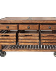 Brown 52" Rolling Kitchen Cart With Storage