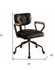 Black and Dark Brown Adjustable Swivel Leather Rolling Executive Office Chair