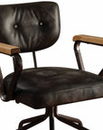 Black and Dark Brown Adjustable Swivel Leather Rolling Executive Office Chair