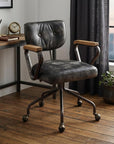 Black and Dark Brown Adjustable Swivel Leather Rolling Executive Office Chair