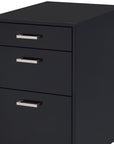 28" Black Wood And Metal Three Drawers Filing Cabinet