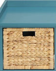 43" White Distressed Solid Wood Storage Bench with Baskets