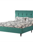 Turquoise Tufted Fabric Upholstered Queen Bed Frame