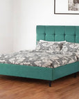 Turquoise Tufted Fabric Upholstered Queen Bed Frame