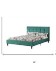 Turquoise Tufted Fabric Upholstered Queen Bed Frame