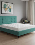 Turquoise Tufted Fabric Upholstered Queen Bed Frame