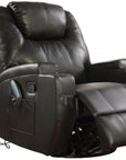 34" Black Leather Match Power Heated Massage Recliner