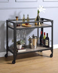 Black and Natural 32" Rolling Prep Table With Storage
