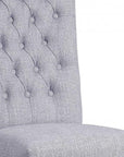 Set of Two Tufted Gray Upholstered Fabric Dining Side Chairs