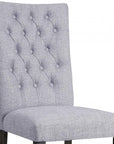 Set of Two Tufted Gray Upholstered Fabric Dining Side Chairs