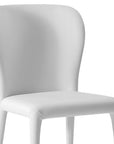 Set of Two White Upholstered Faux Leather Dining Side Chairs